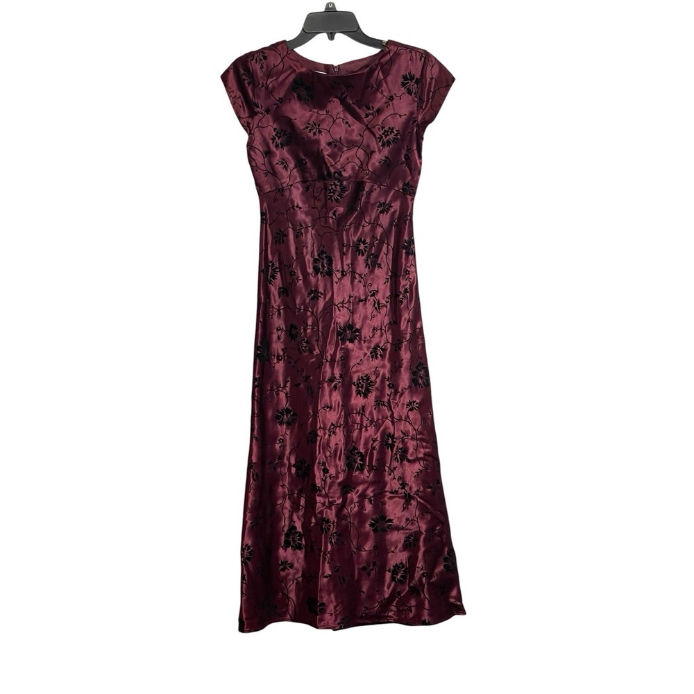 Talbots Kids Girls Sz 16 Burgundy Black Velvet Burnout Dress Whimsy Goth Vampire